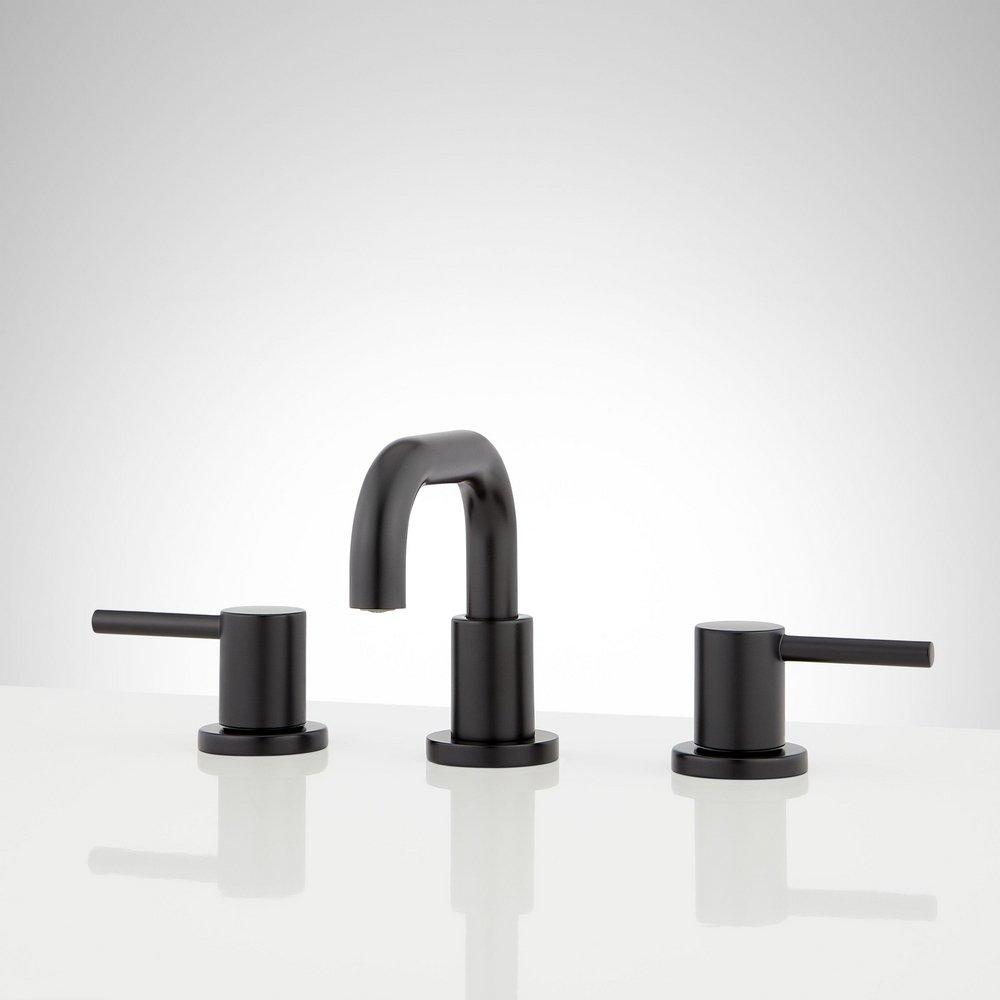 Signature Hardware Matte Black Two Handle Widespread Bathroom Sink Faucet 