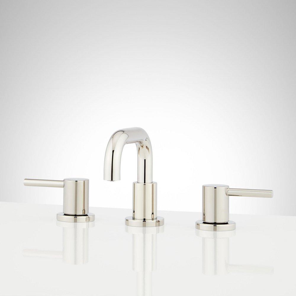 Signature Hardware Polished Nickel Two Handle Widespread Bathroom Sink Faucet 