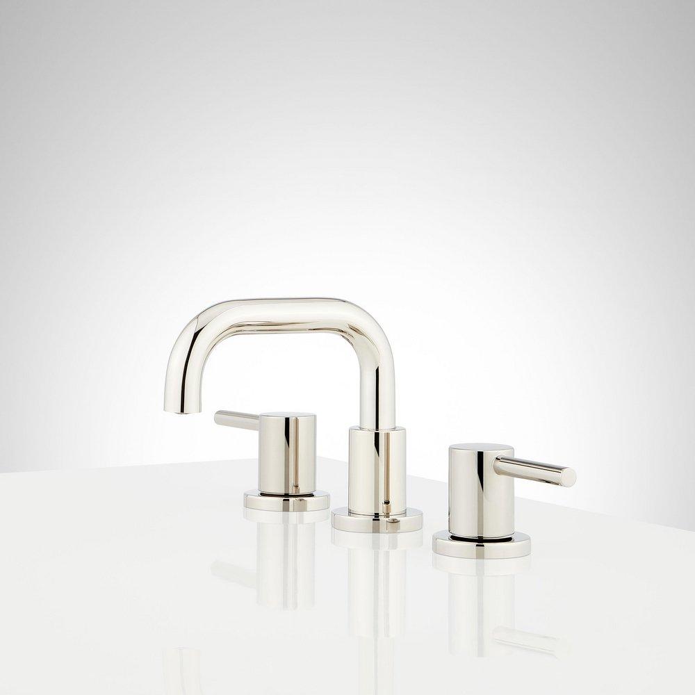 Signature Hardware Polished Nickel Two Handle Widespread Bathroom Sink Faucet 