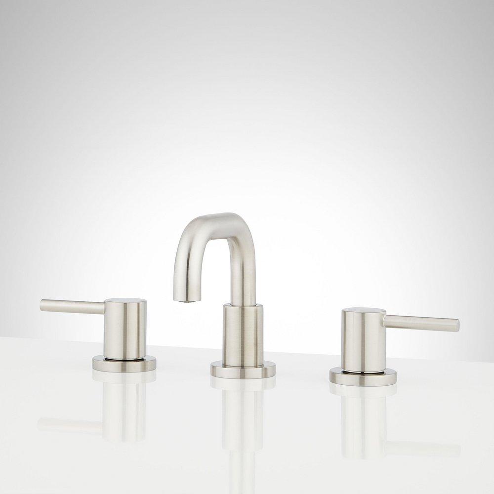 Signature Hardware Brushed Nickel Two Handle Widespread Bathroom Sink Faucet 