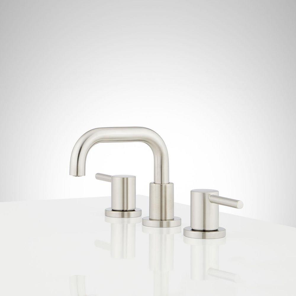 Signature Hardware Brushed Nickel Two Handle Widespread Bathroom Sink Faucet 