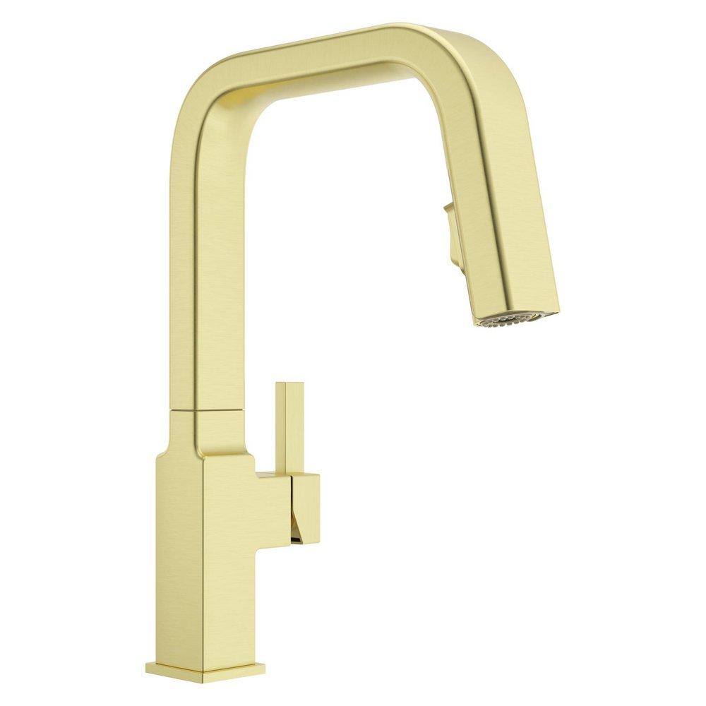 Single Handle Pull Down Kitchen Faucet in Brushed Gold 