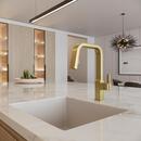 Single Handle Pull Down Kitchen Faucet in Brushed Gold 