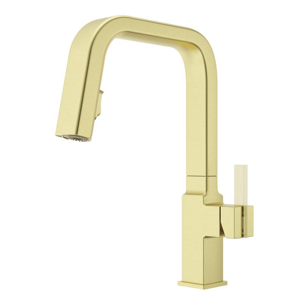 Single Handle Pull Down Kitchen Faucet in Brushed Gold 