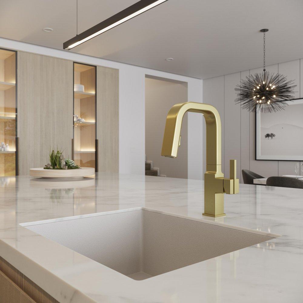 Pull Down Kitchen Faucet in Brushed Gold (Handle Sold Separately) 