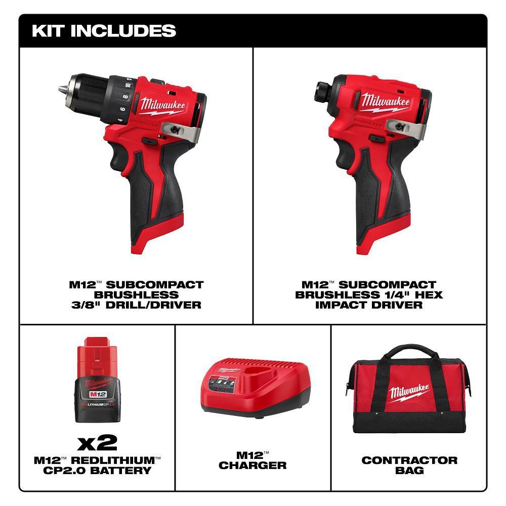 M12 SUBCOMPACT BRUSHLESS 2-TOOL COMBO KIT 