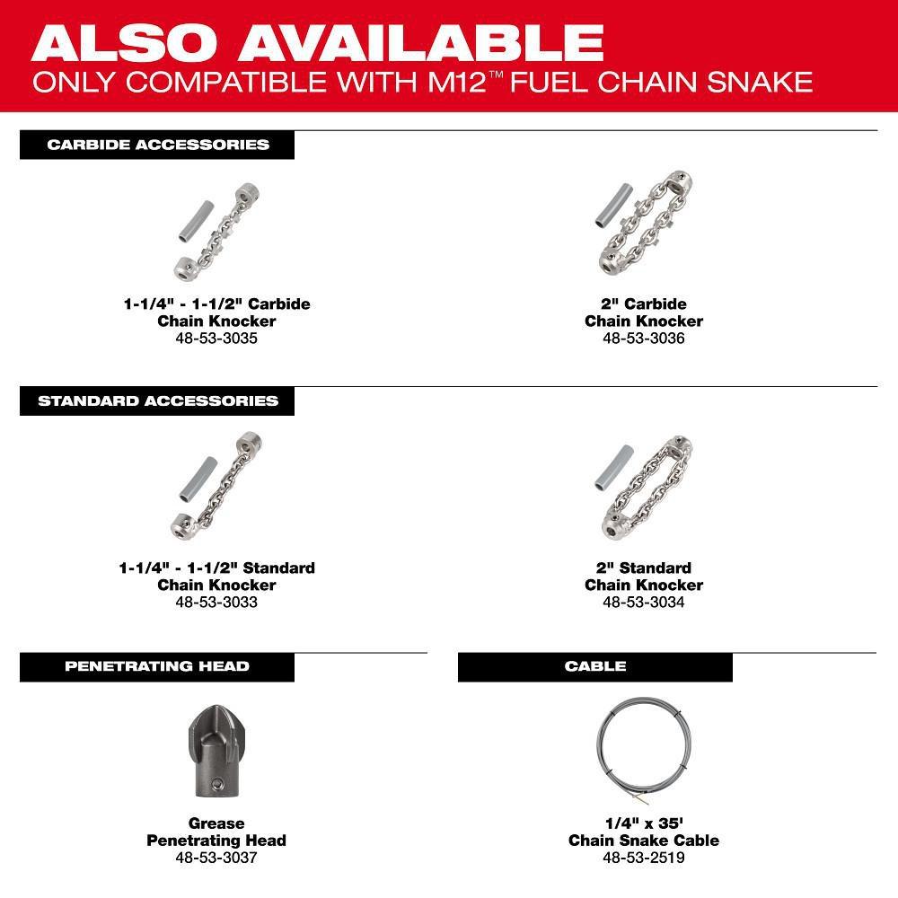 2 CARBIDE CHAIN KNOCKER FOR 1/4 CHAIN SNAKE CABLE 