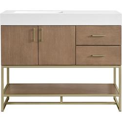 42 in. Free Standing Single Basin Vanity Set in Walnut Drift with Stone Composite Vanity Top