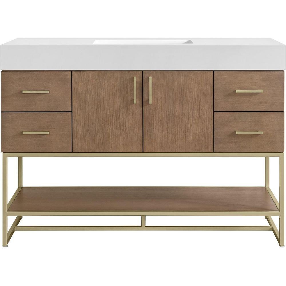 Mauri 48" Free Standing Single Basin Vanity Set with Cabinet and Stone Composite Vanity Top 