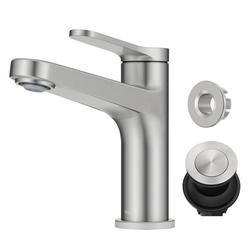 Single Handle Monoblock Bathroom Sink Faucet in Spot Free Brushed Nickel