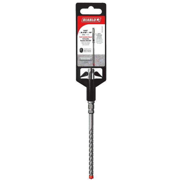 1/4 in. X 3-1/2 in. X 6 in. SDS-Plus Full Carbide Head Concrete Anchor Hammer Drill Bit 