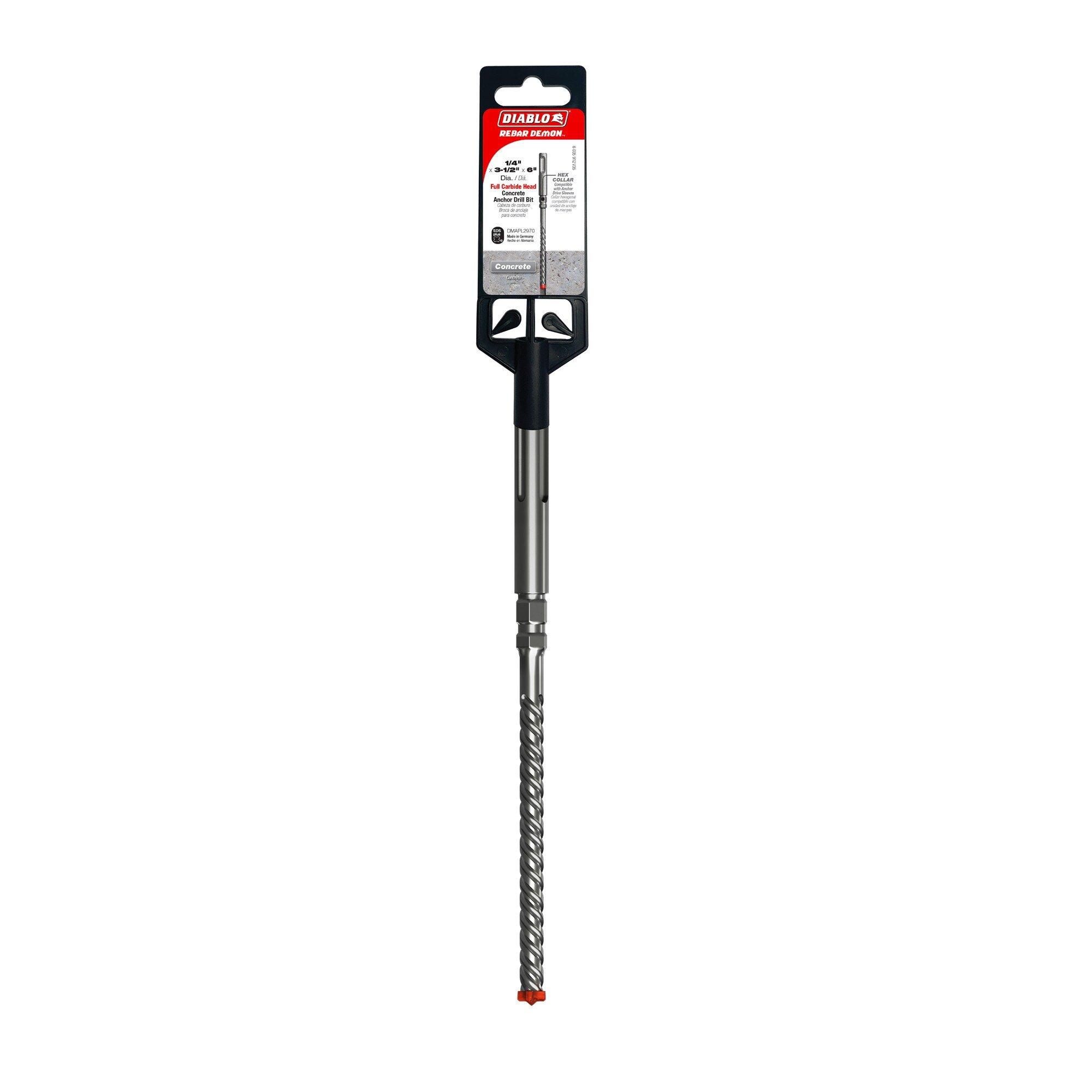 1/4 in. X 3-1/2 in. X 6 in. SDS-Plus Full Carbide Head Concrete Anchor Hammer Drill Bit 