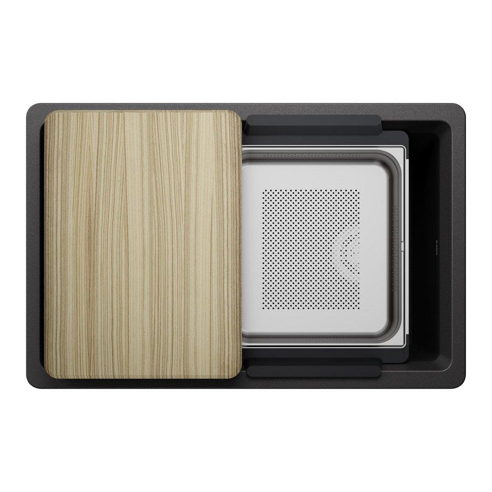 INTEOS SILGRANIT 30 SINGLE BOWL REVERSIBLE UNDERMOUNT WORKSTATION KITCHEN SINK - ANTHRACITE 