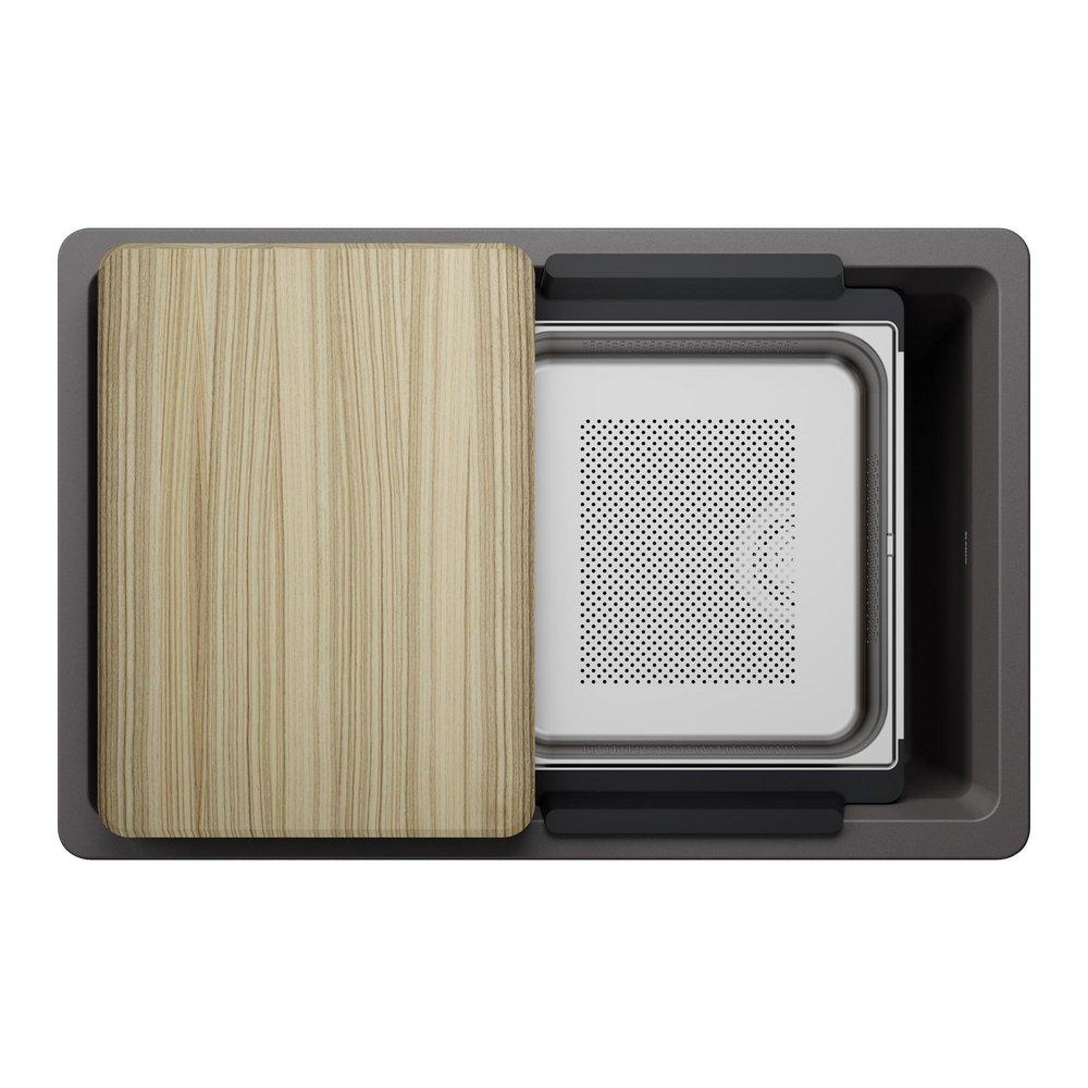 INTEOS SILGRANIT 30 SINGLE BOWL REVERSIBLE UNDERMOUNT WORKSTATION KITCHEN SINK - CINDER 