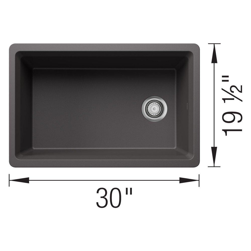 INTEOS SILGRANIT 30 SINGLE BOWL REVERSIBLE UNDERMOUNT WORKSTATION KITCHEN SINK - CINDER 