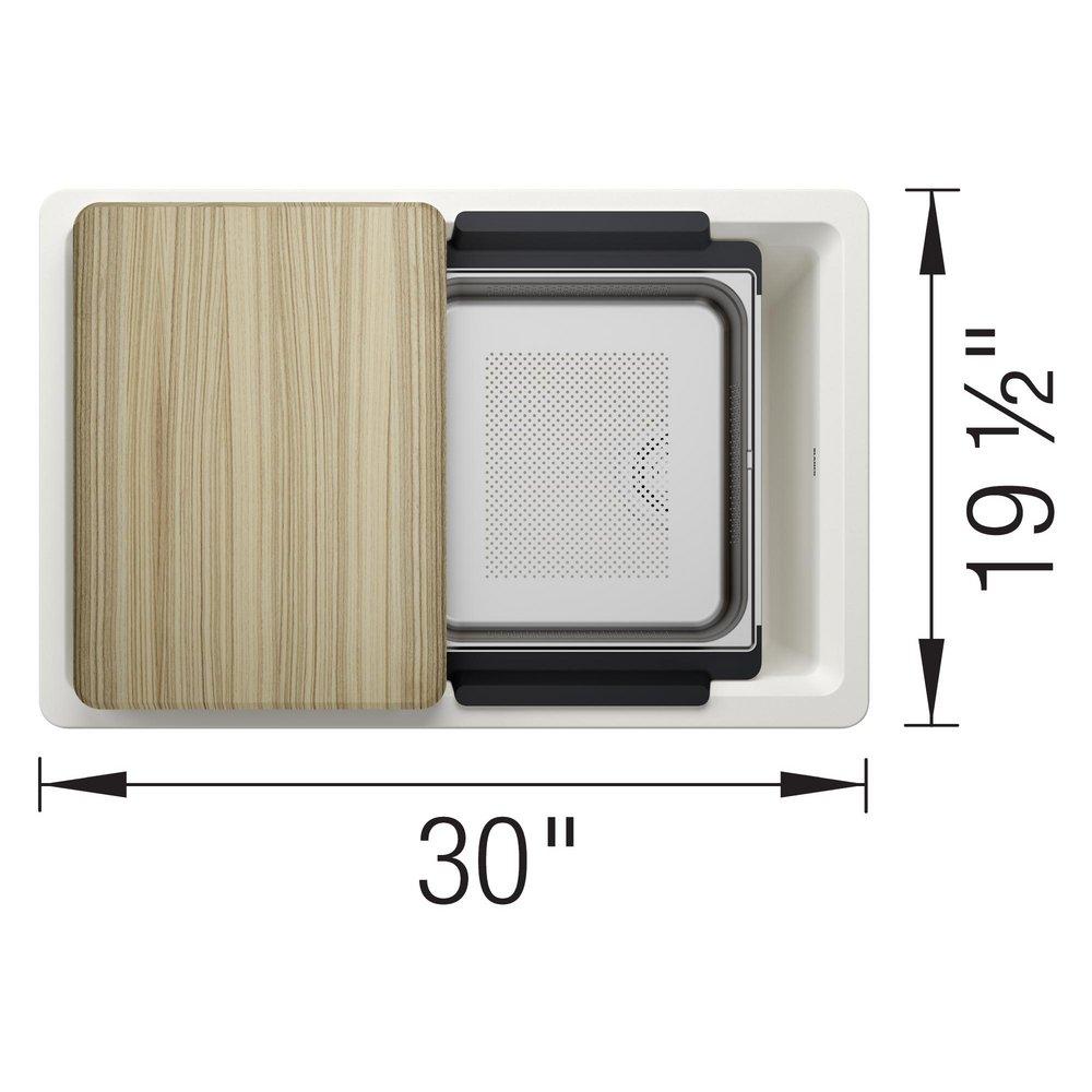 INTEOS SILGRANIT 30 SINGLE BOWL REVERSIBLE UNDERMOUNT WORKSTATION KITCHEN SINK - WHITE 