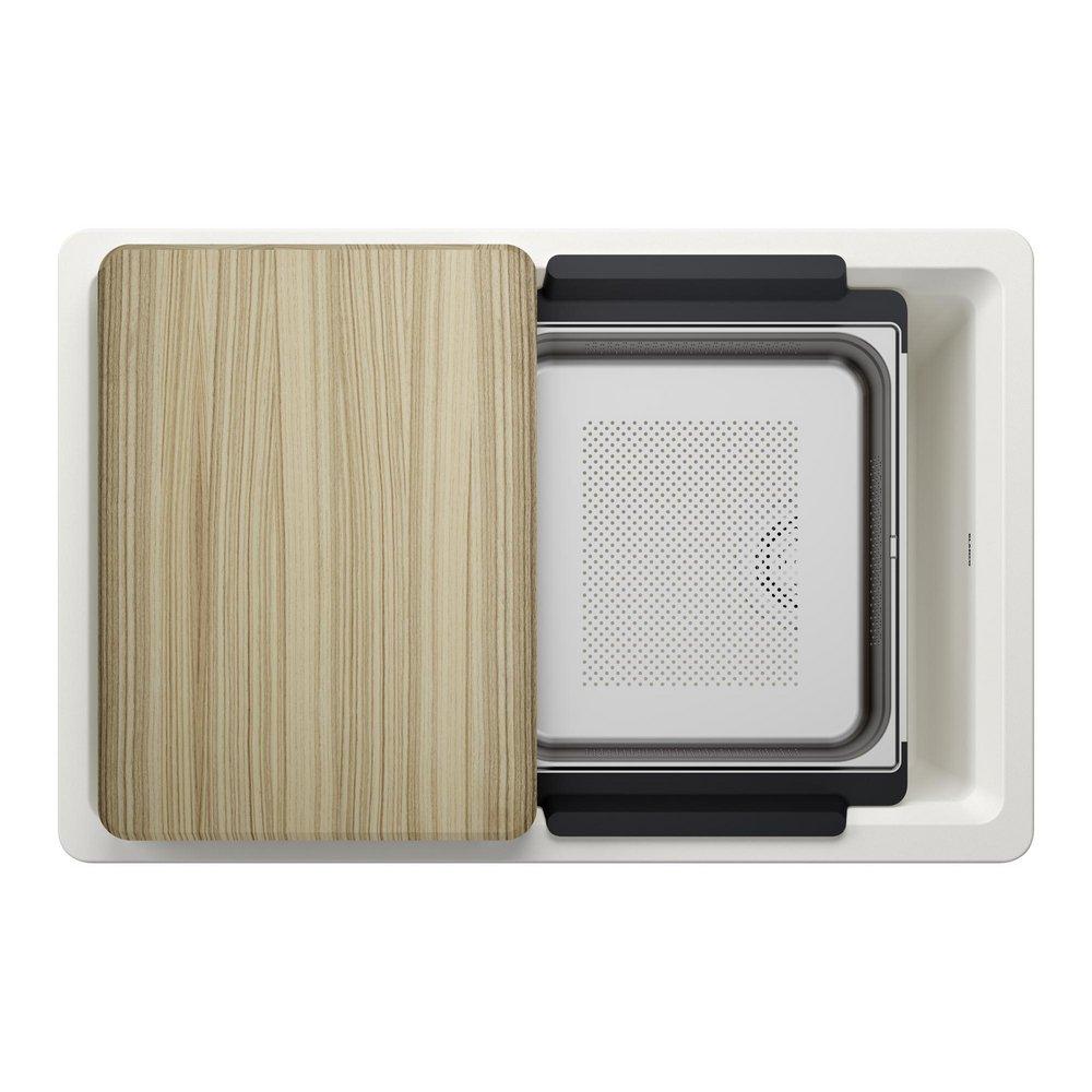 INTEOS SILGRANIT 30 SINGLE BOWL REVERSIBLE UNDERMOUNT WORKSTATION KITCHEN SINK - WHITE 