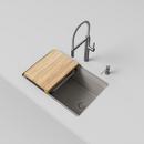 30 in. Undermount Silgranit Single Bowl Workstation Kitchen Sink in Truffle 