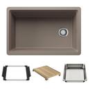 30 in. Undermount Silgranit Single Bowl Workstation Kitchen Sink in Truffle 