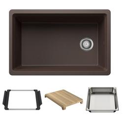 30 in. Undermount Silgranit Single Bowl Reversible Workstation Kitchen Sink in Caf&eacute;