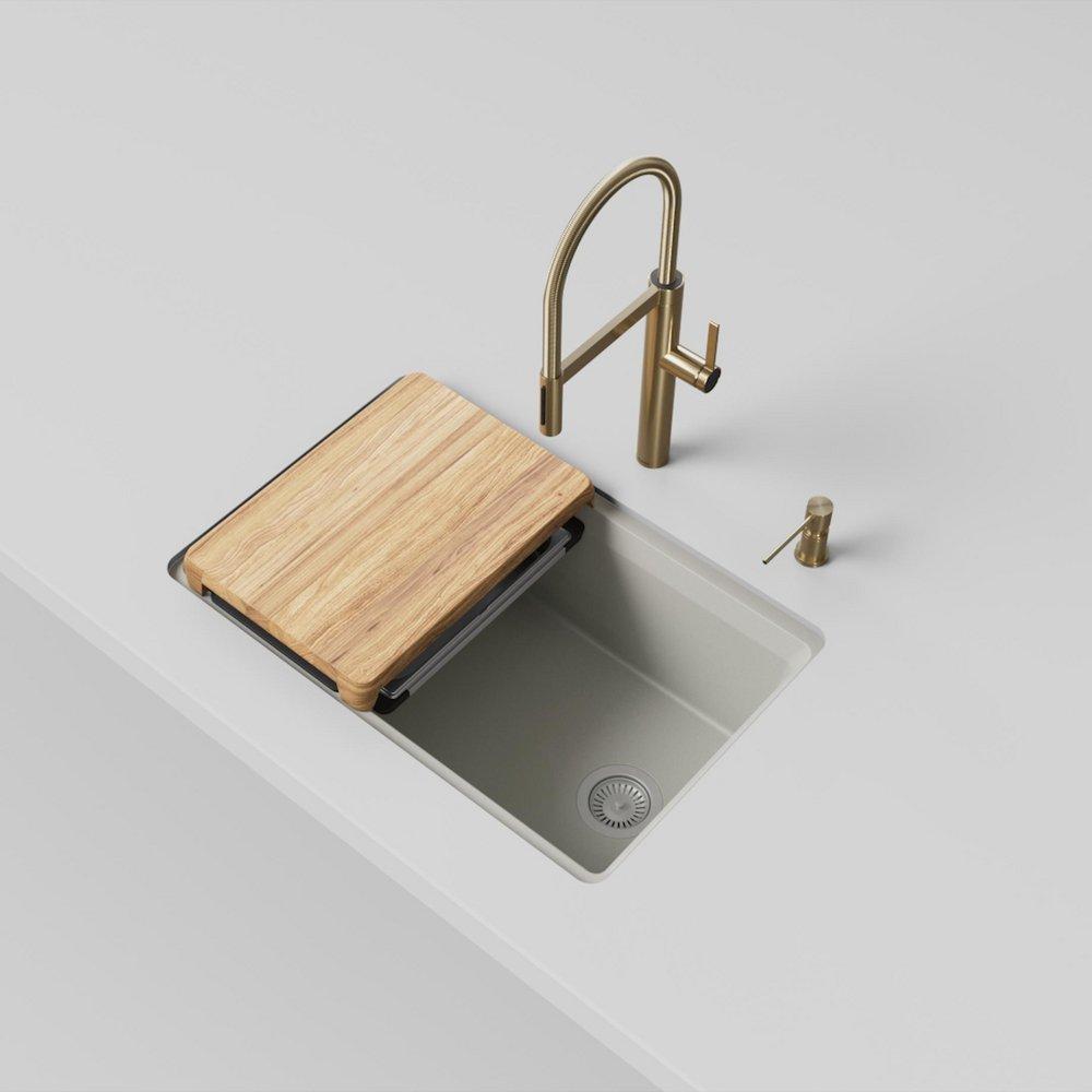 INTEOS SILGRANIT 30 SINGLE BOWL REVERSIBLE UNDERMOUNT WORKSTATION KITCHEN SINK - SOFT WHITE 