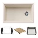 30 in. Undermount Silgranit Single Bowl Workstation Kitchen Sink in Soft White 
