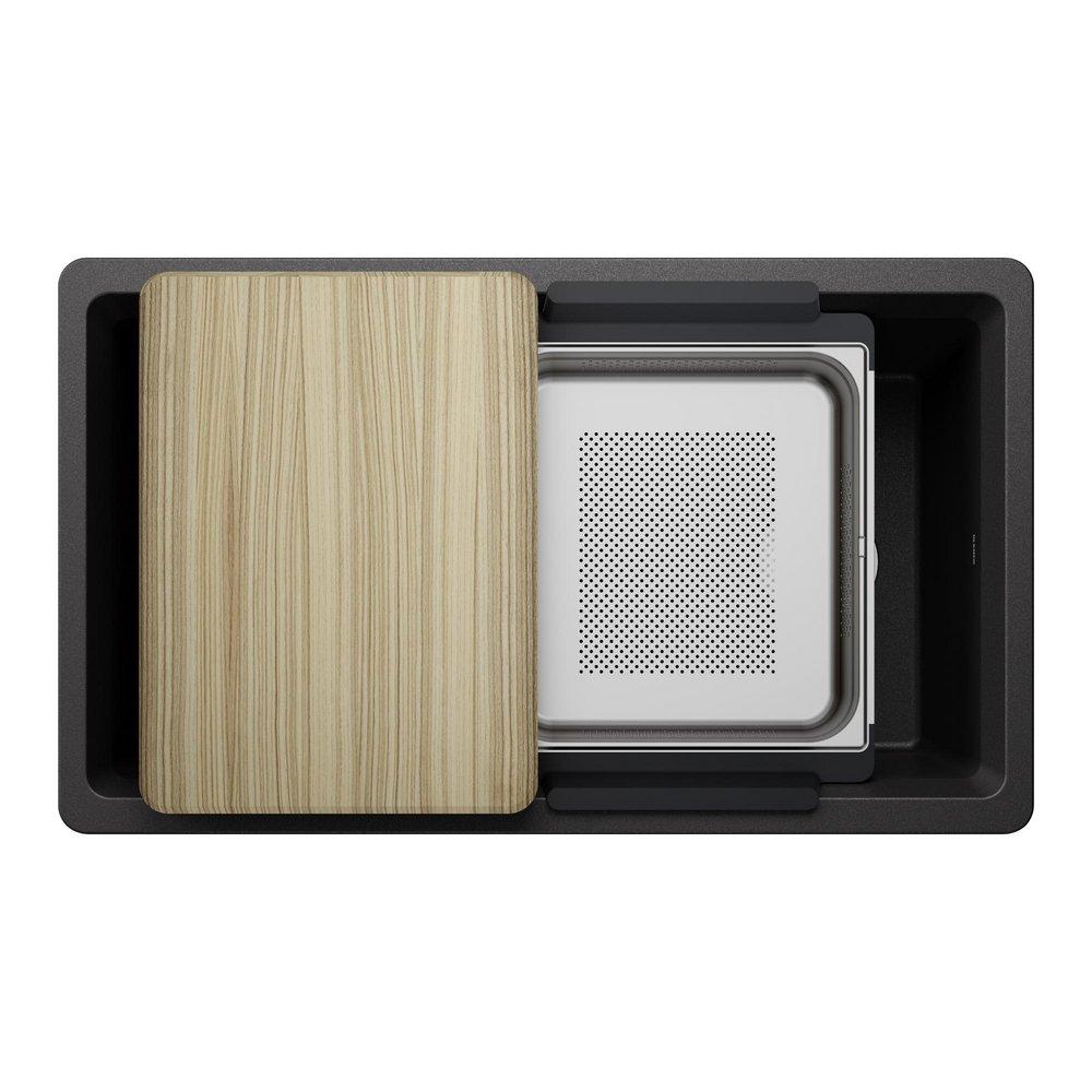 INTEOS SILGRANIT 33 SINGLE BOWL REVERSIBLE UNDERMOUNT WORKSTATION KITCHEN SINK - ANTHRACITE 