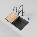 33 in. Undermount Silgranit Single Bowl Workstation Kitchen Sink in Anthracite 