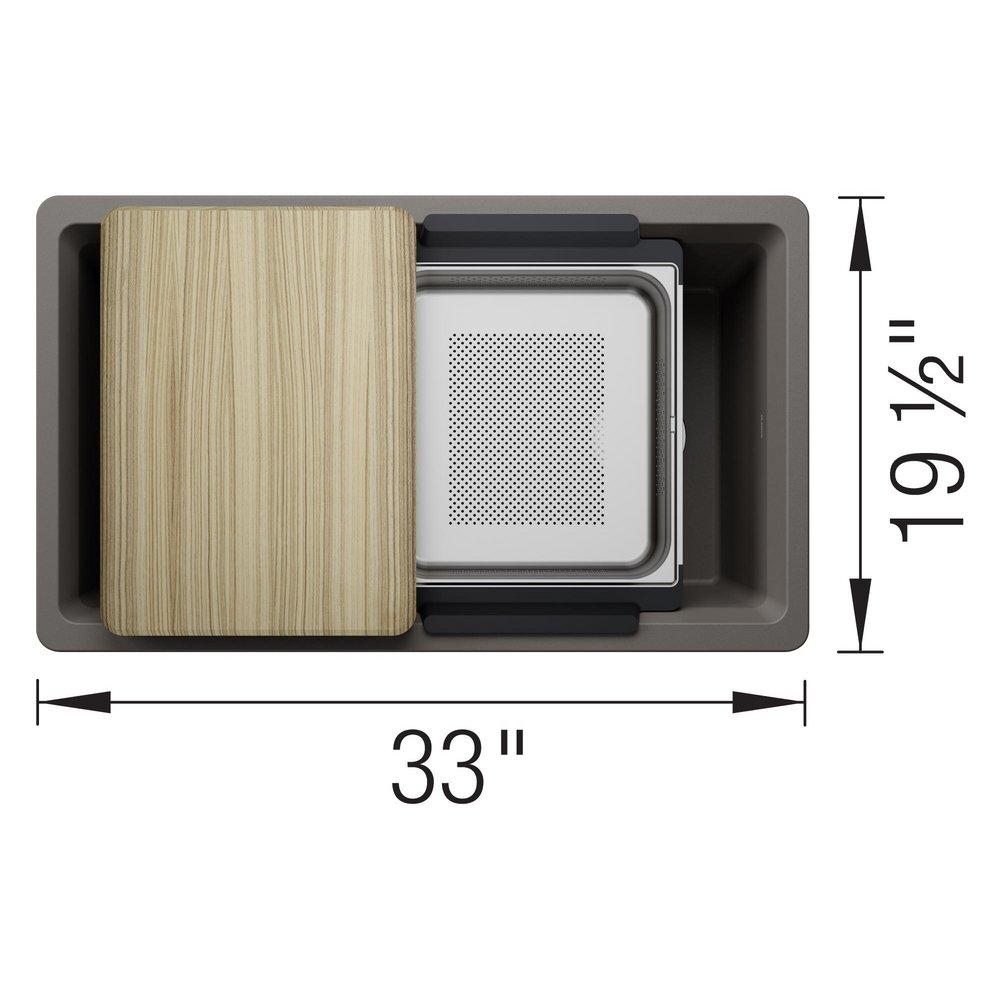 INTEOS SILGRANIT 33 SINGLE BOWL REVERSIBLE UNDERMOUNT WORKSTATION KITCHEN SINK - TRUFFLE 