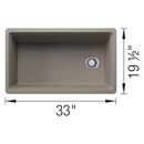 INTEOS SILGRANIT 33 SINGLE BOWL REVERSIBLE UNDERMOUNT WORKSTATION KITCHEN SINK - TRUFFLE 