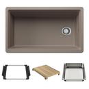 33 in. Undermount Silgranit Single Bowl Workstation Kitchen Sink in Truffle 