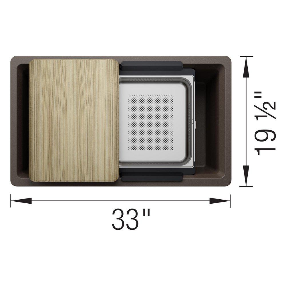 INTEOS SILGRANIT 33 SINGLE BOWL REVERSIBLE UNDERMOUNT WORKSTATION KITCHEN SINK - CAFT 