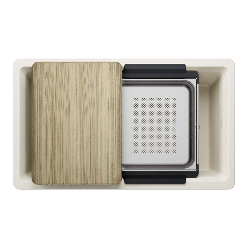 INTEOS SILGRANIT 33 SINGLE BOWL REVERSIBLE UNDERMOUNT WORKSTATION KITCHEN SINK - SOFT WHITE 