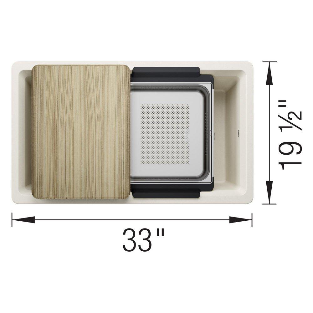 INTEOS SILGRANIT 33 SINGLE BOWL REVERSIBLE UNDERMOUNT WORKSTATION KITCHEN SINK - SOFT WHITE 