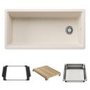 39 in. Undermount Silgranit Single Bowl Workstation Kitchen Sink in Soft White 