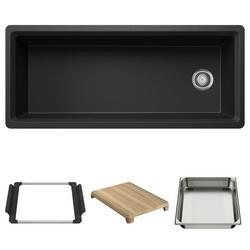 45 in. Undermount Silgranit Single Bowl Reversible Workstation Kitchen Sink in Anthracite