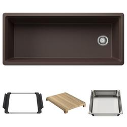 45 in. Undermount Silgranit Single Bowl Reversible Workstation Kitchen Sink in Caft