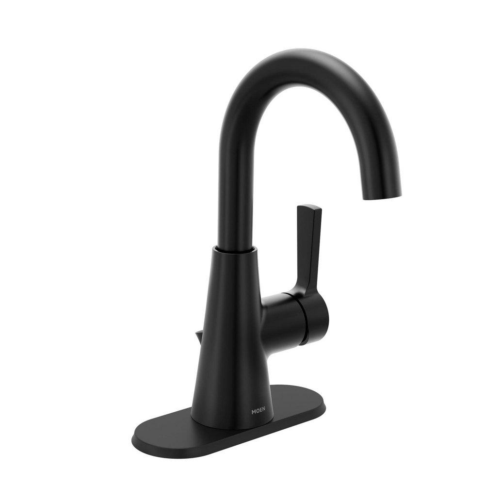 Moen Matte Black Single Handle Monoblock Bathroom Sink Faucet 