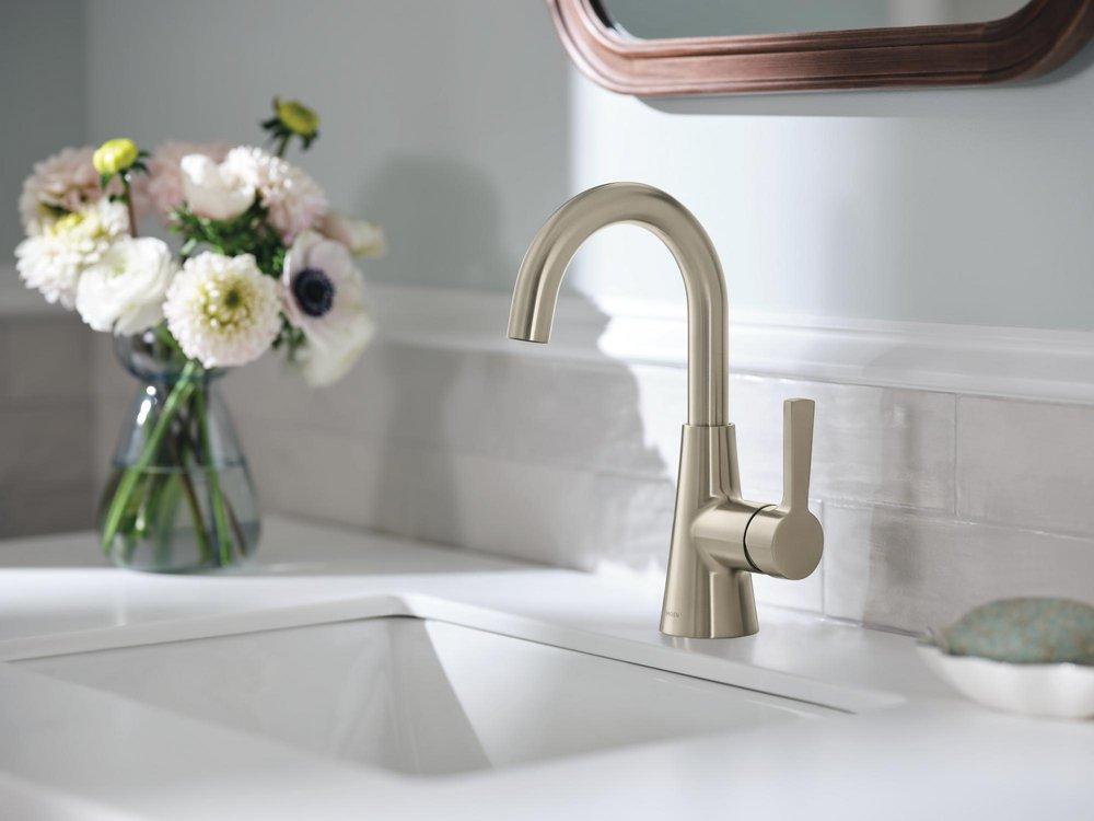 Moen Brushed Nickel Single Handle Monoblock Bathroom Sink Faucet 