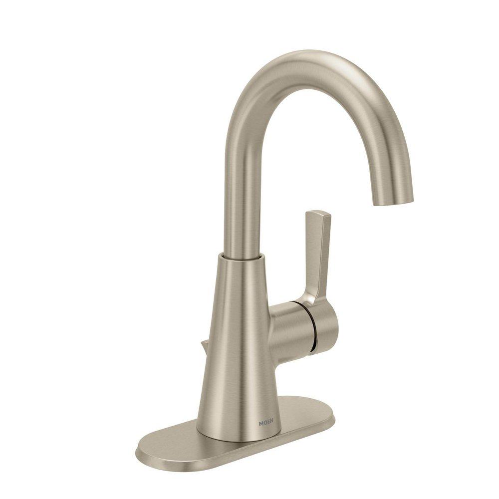 Moen Brushed Nickel Single Handle Monoblock Bathroom Sink Faucet 