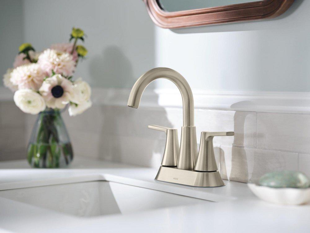 Moen Brushed Nickel Two Handle Centerset Bathroom Sink Faucet 