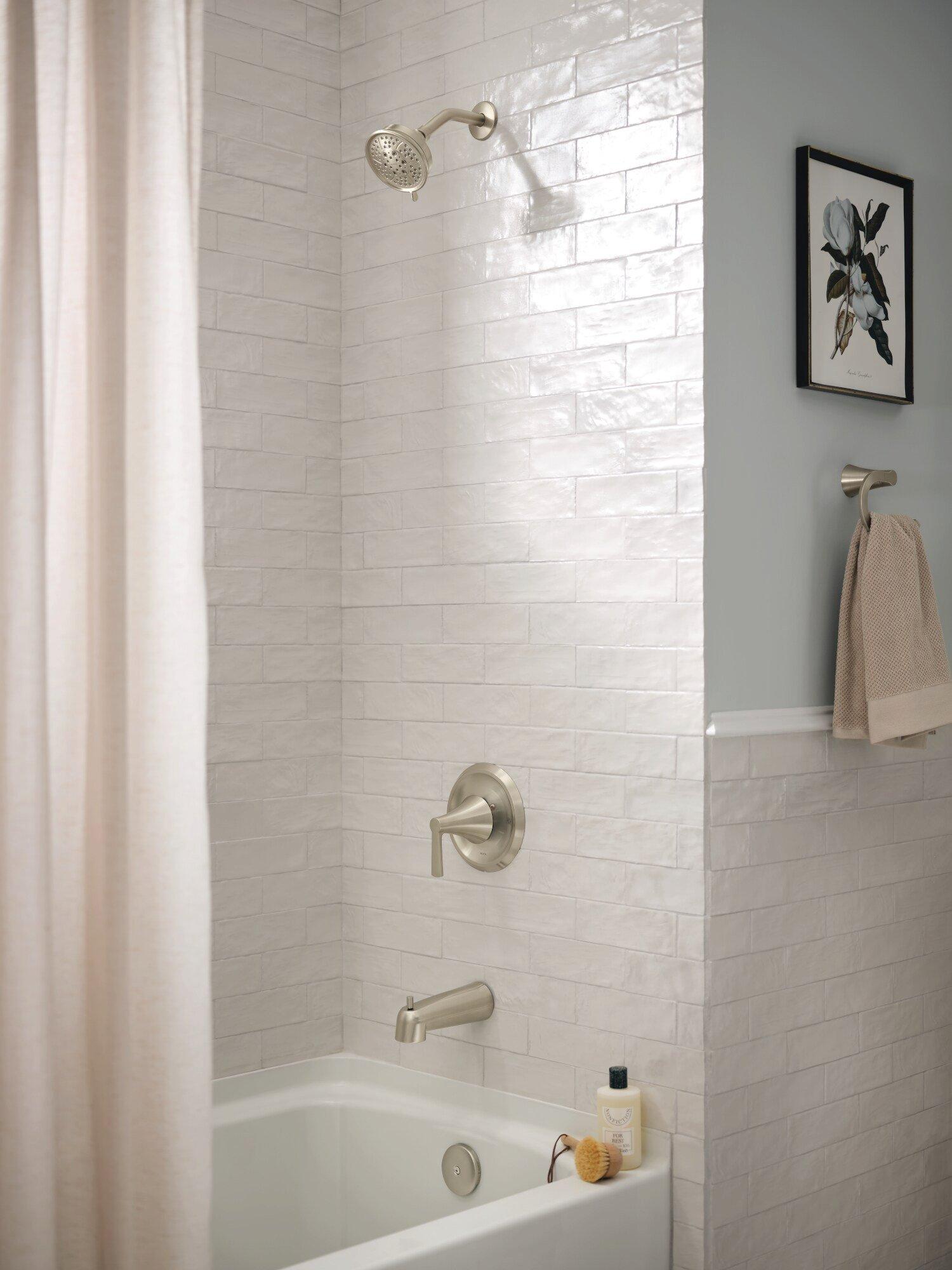 Moen Brushed Nickel Single Handle Multi Function Bathtub & Shower Faucet (Trim Only) 