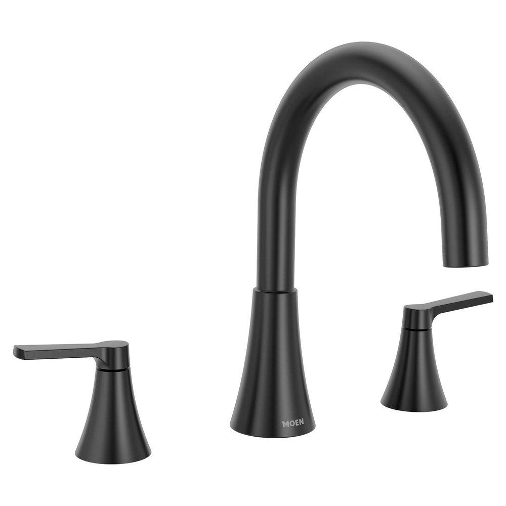 MATTE BLACK TWO-HANDLE NON DIVERTER ROMAN TUB FAUCET 