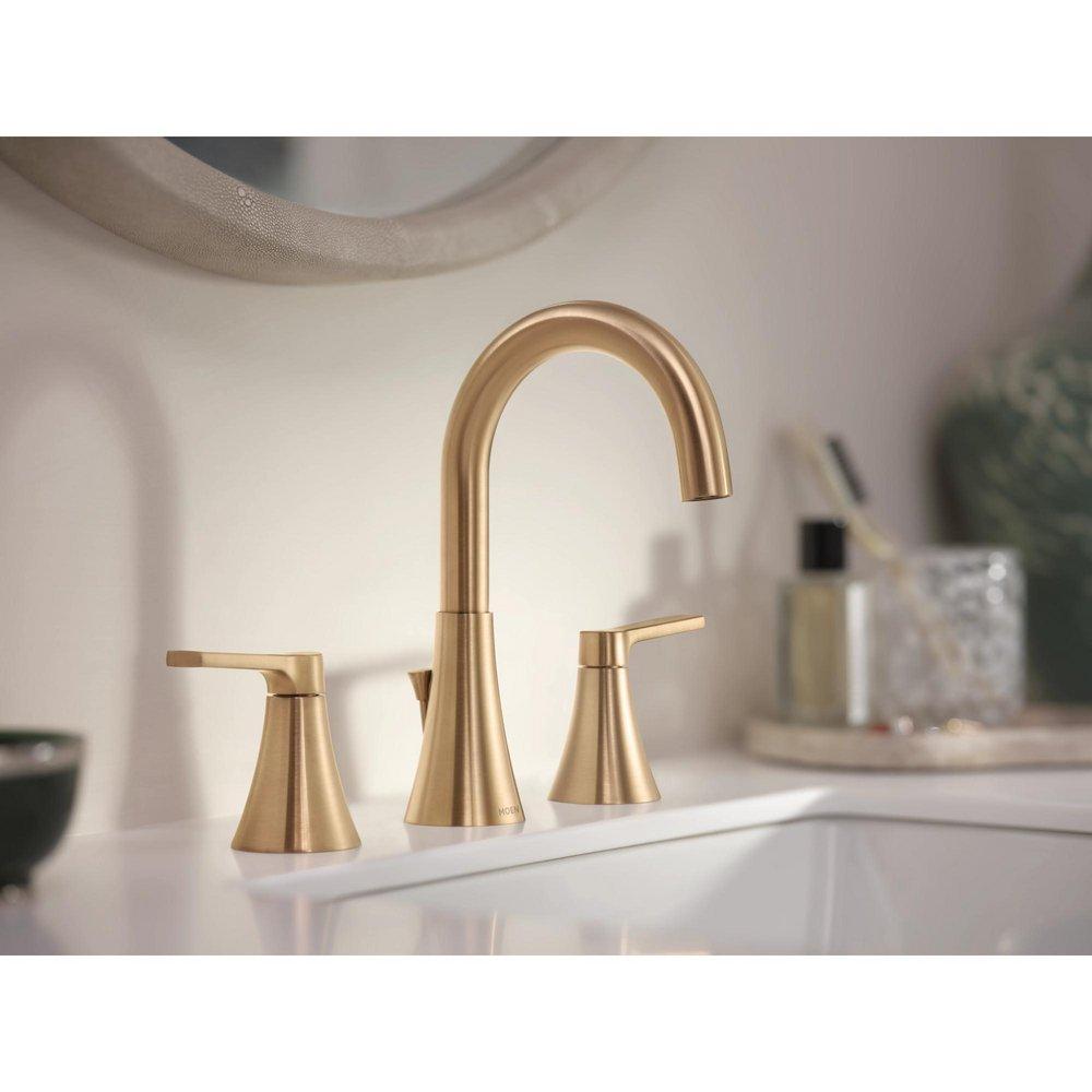 Moen Bronzed Gold Two Handle Widespread Bathroom Sink Faucet 