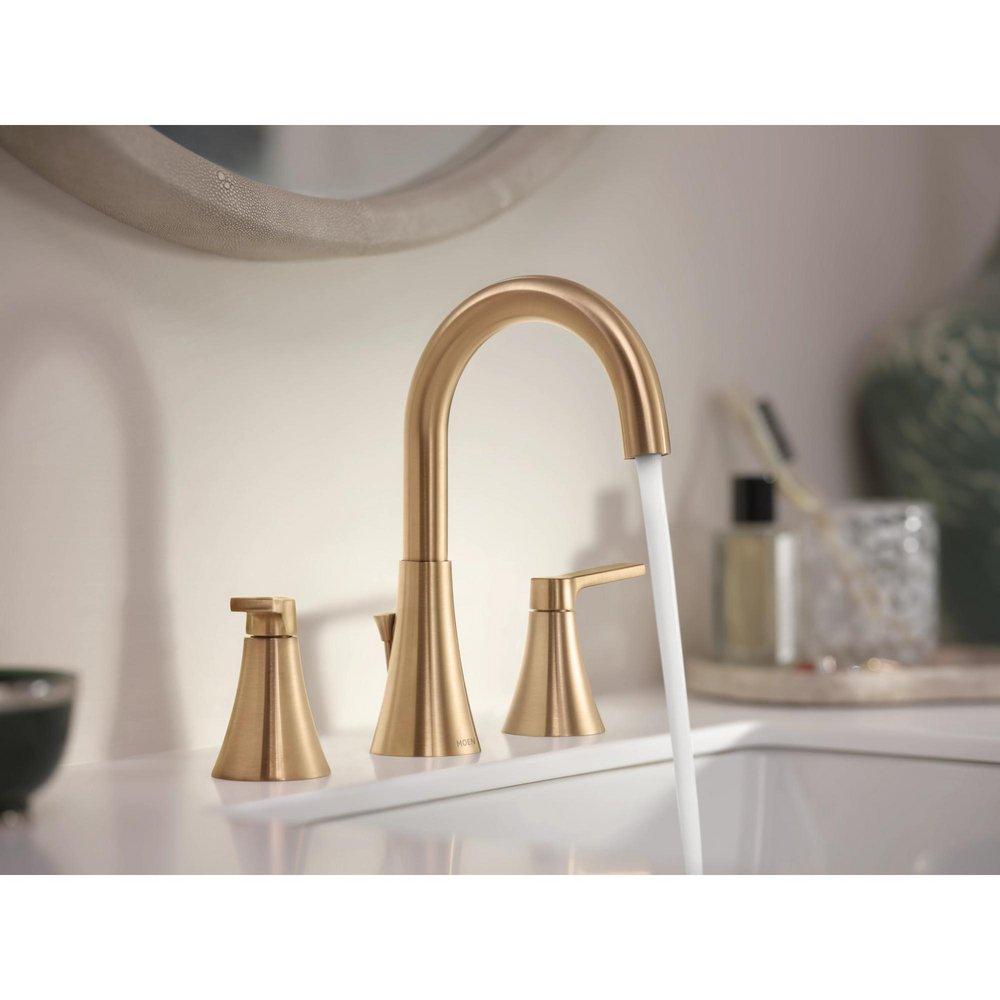 Moen Bronzed Gold Two Handle Widespread Bathroom Sink Faucet 