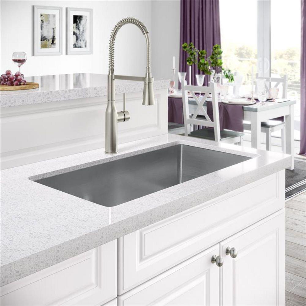 PROFLO&reg; Brushed Nickel Single Handle Kitchen Faucet 