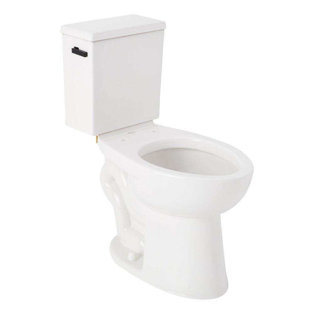LAVRIK TWO-PIECE ELONGATED TOILET WITH REVERSIBLE TANK - NO SEAT - MATTE BLACK HANDLE 