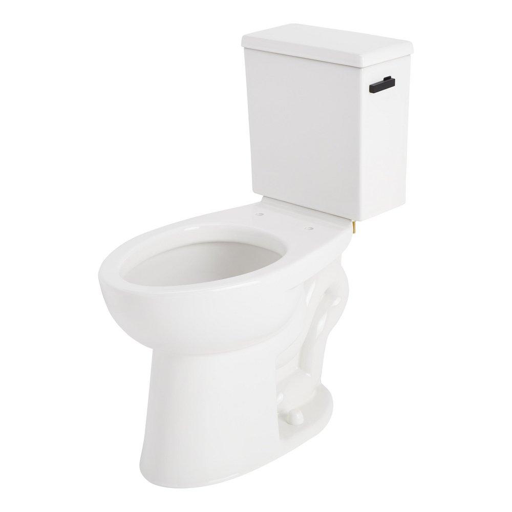 LAVRIK TWO-PIECE ELONGATED TOILET WITH REVERSIBLE TANK - NO SEAT - MATTE BLACK HANDLE 