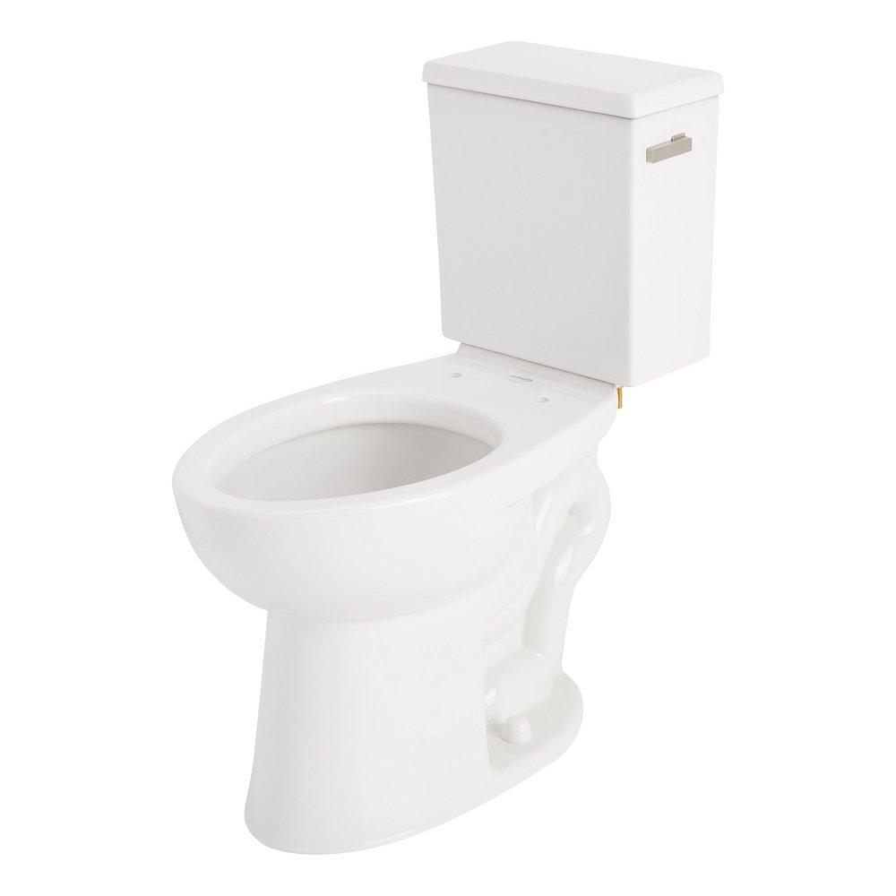 LAVRIK TWO-PIECE ELONGATED TOILET WITH REVERSIBLE TANK - NO SEAT - BRUSHED NICKEL HANDLE 