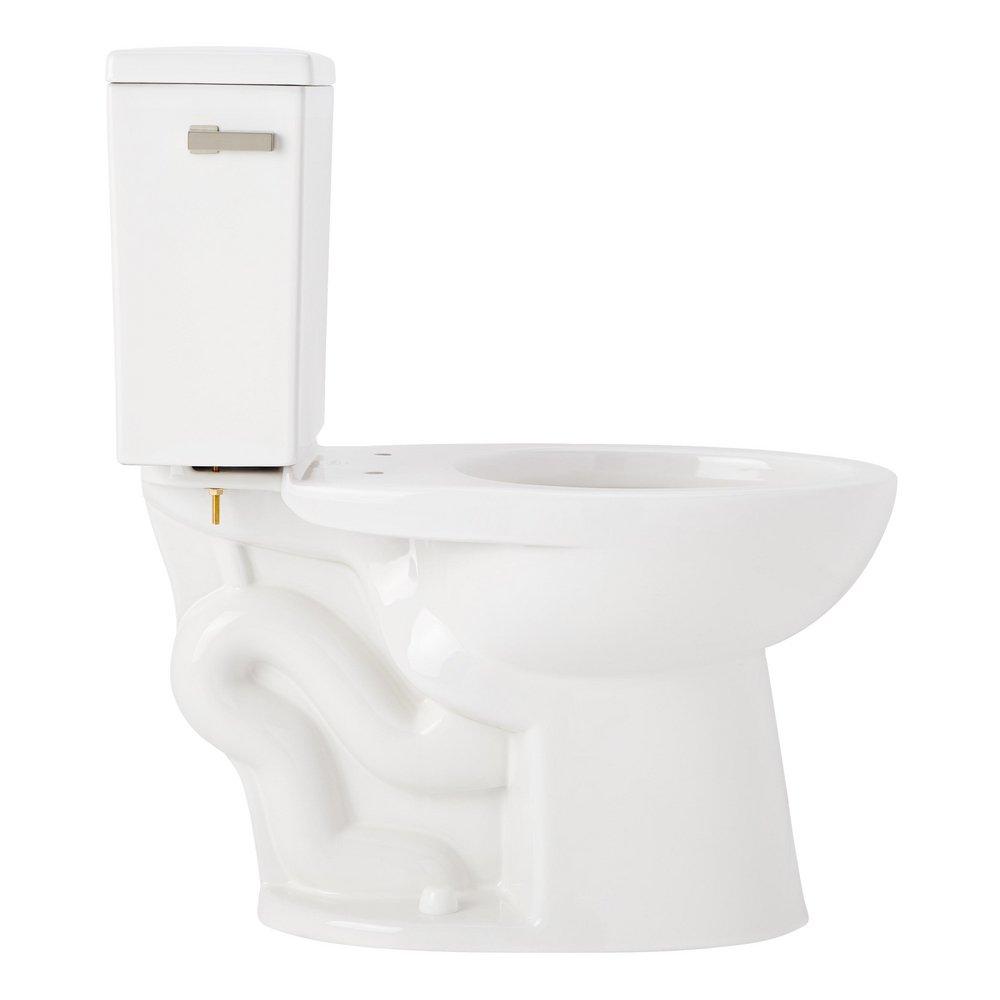 LAVRIK TWO-PIECE ELONGATED TOILET WITH REVERSIBLE TANK - NO SEAT - BRUSHED NICKEL HANDLE 